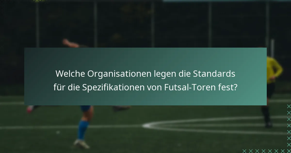 Welche Organisationen legen die Standards für die Spezifikationen von Futsal-Toren fest?